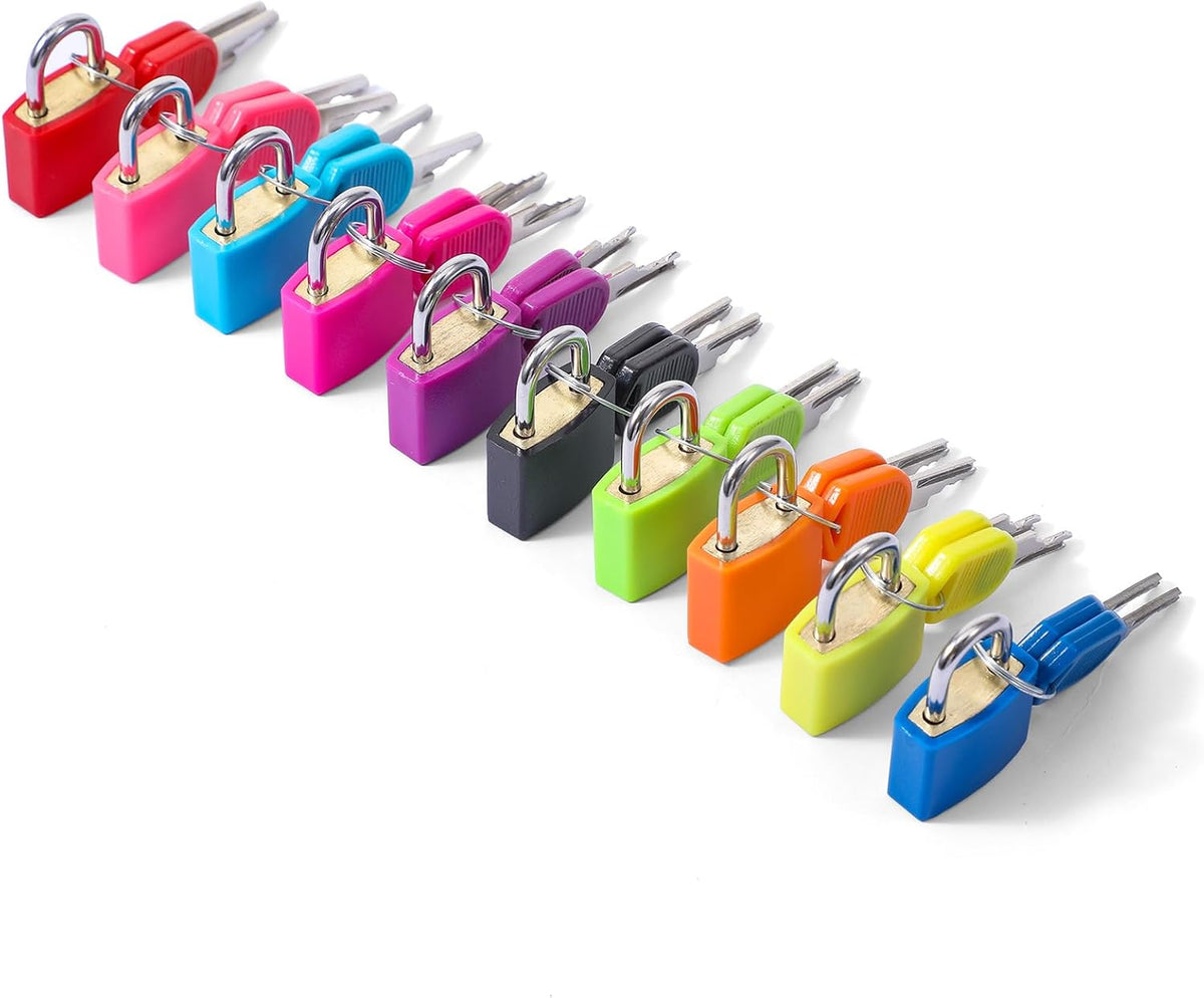 30 PCS Mini Keyed Padlocks Small Brass Suitcase Locks with 2 Keys for Travel Backpack Gym Locker Jewelry Box Drawer 10 Colors