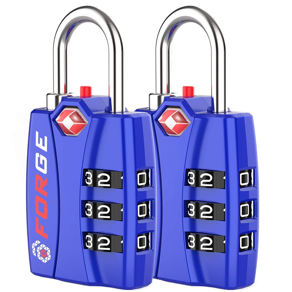 Forge TSA Approved Luggage Locks, Open Alert TSA Locks, Black, 4 Pack