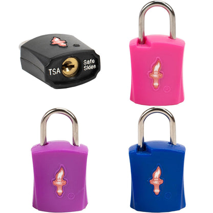 Safe Skies 4-Pack 4-Color Family TSA Travel Key Lock