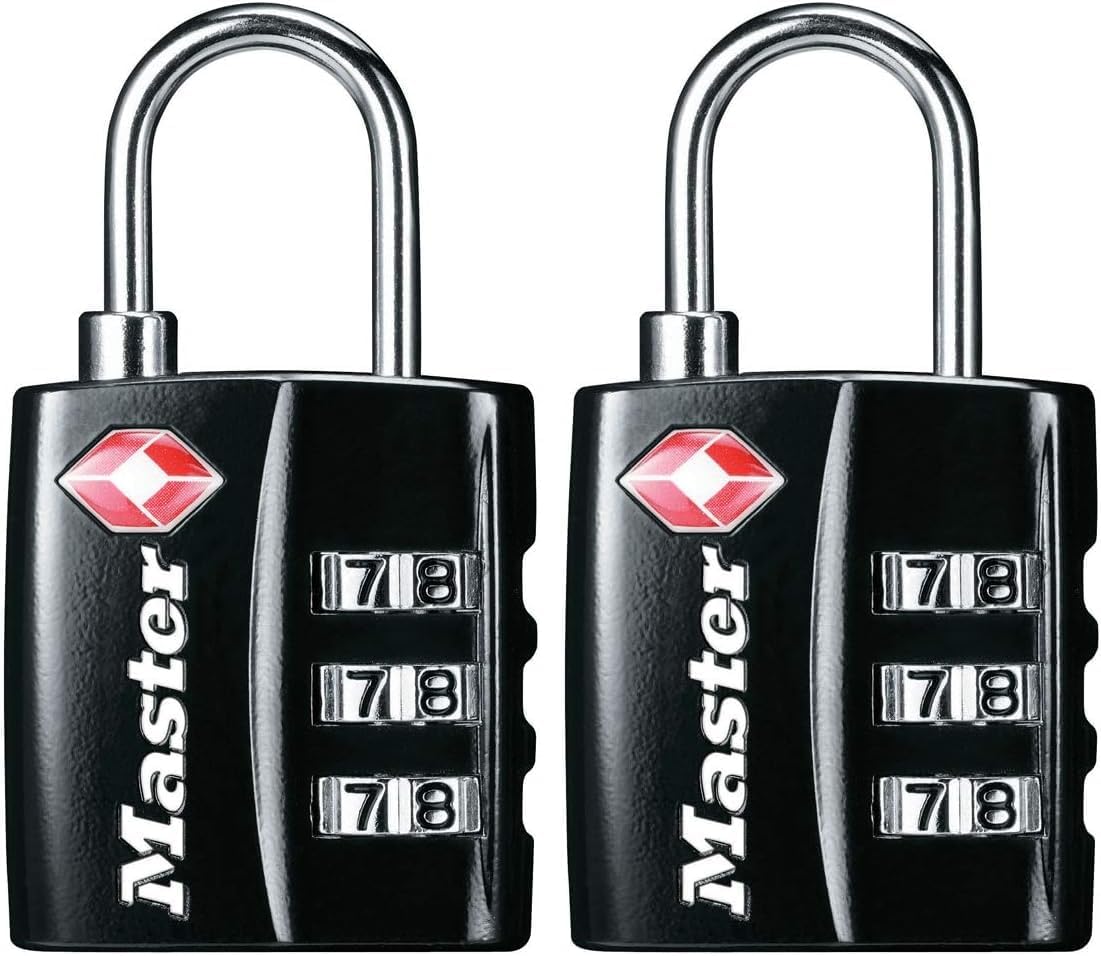 Master Lock TSA Approved Luggage Lock Black Backpack Lock 3-Pack 4680BLKEC3