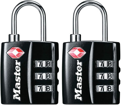 Master Lock TSA Approved Luggage Lock Black Backpack Lock 3-Pack 4680BLKEC3