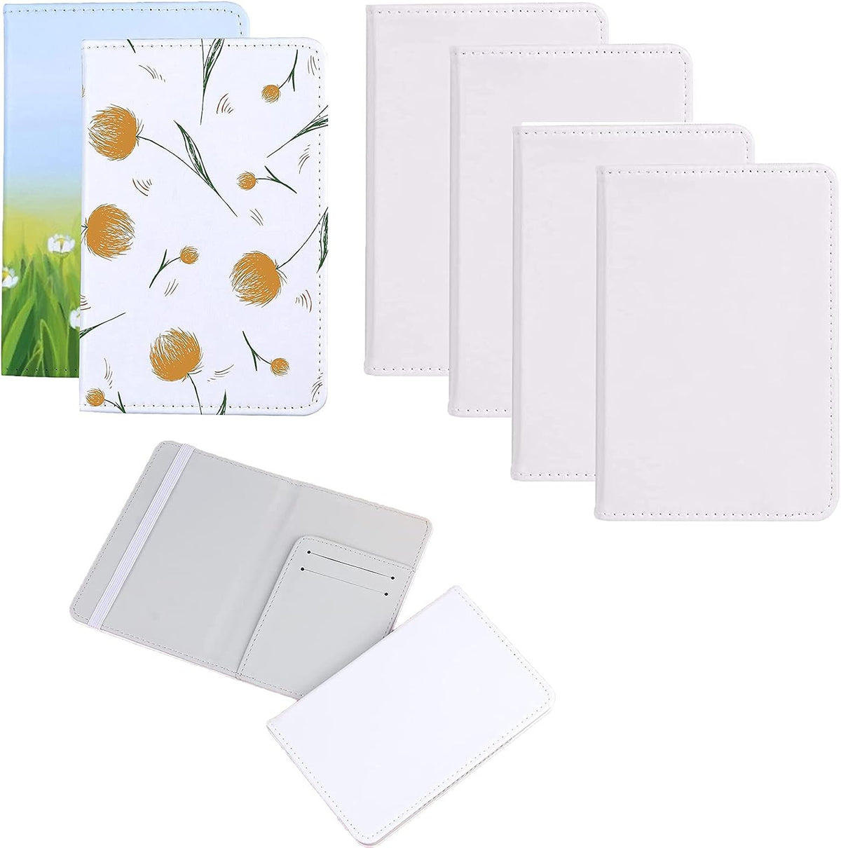 4 Pack Blank Sublimation Passport Holders PU Leather RFID Blocking Passport Covers with 3 Card Slots Boarding Pass Pocket Secure Snap Closure Unisex Travel Wallet for Men Women DIY Custom Gift