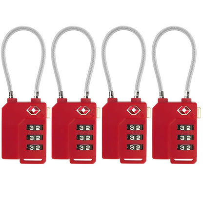 TSA Lock Security 3 Digit Combination Suitcase Luggage Bag Code Lock Padlock (Blue-4-Pack)