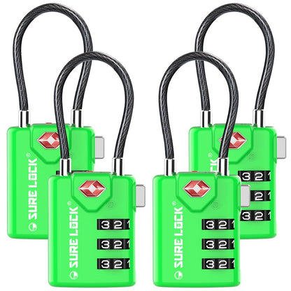 SURE LOCK Open Alert TSA Approved Luggage Locks, 3 Digit Combination Locks for Luggage, Suitcase, Backpack, and More.