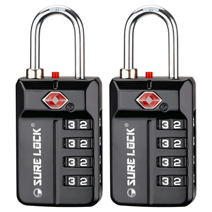 SURE LOCK TSA Approved 4-Digit Resettable Combination Luggage Locks with Open Alert, Easy-Read Dials - for Luggage, School Lockers, Gym, Office, Toolbox & Security Cases(Green 2 Pack)