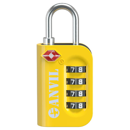 ANVIL TSA Approved Luggage Lock - 4 Digit Combination, 10,000 Combinations, Easy-Read Password Window, Travel Lock for Suitcases, Backpacks, Gym & Student Lockers, Baggage