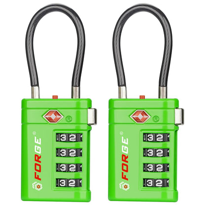 Forge Open Alert TSA Approved Luggage Locks, Black, 2 Pack Locks.