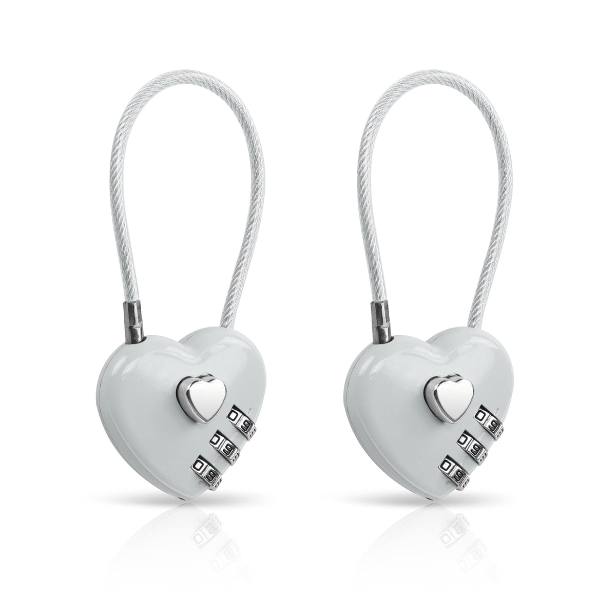 YAODHAOD 2 Pack Combination Lock, 3 Digit Heart Shaped Padlock for School Gym Locker, TSA Approved Cable Luggage Lock, Lock forLocker, Luggage,Fence,Backpack,Valentine Gift (Pink)