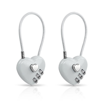 YAODHAOD 2 Pack Combination Lock, 3 Digit Heart Shaped Padlock for School Gym Locker, TSA Approved Cable Luggage Lock, Lock forLocker, Luggage,Fence,Backpack,Valentine Gift (Pink)