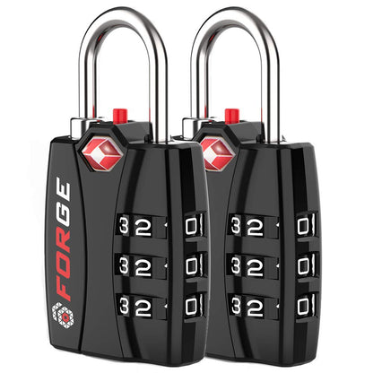 Forge TSA Approved Luggage Locks, Open Alert TSA Locks, Black, 4 Pack