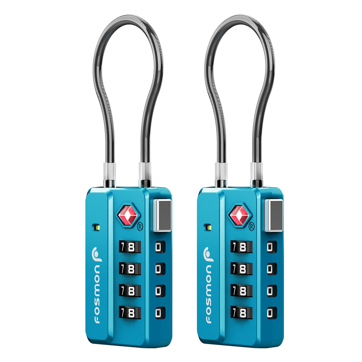Fosmon TSA Approved Cable Luggage Locks, 4 Digit Combination, 4 Pack