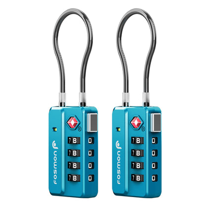 Fosmon TSA Approved Cable Luggage Locks, 4 Digit Combination, 4 Pack