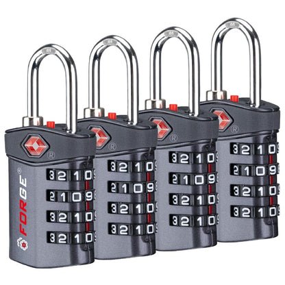 Forge 4-Digit Combination Lock, TSA Approved Locks for Luggage, Travel, Gym, School, Suitcase, Backpack, Pelican case, Easy Read dials, zinc Alloy Body.
