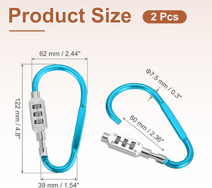 PATIKIL D-Shaped Code Combination Lock 3-Digit Combo 4.8"x2.4" 2 Pcs