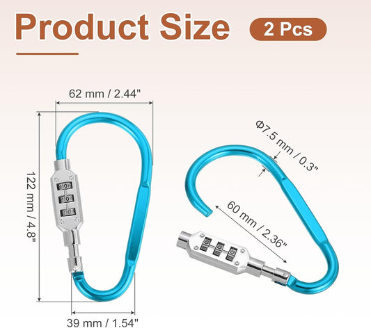 PATIKIL D-Shaped Code Combination Lock 3-Digit Combo 4.8"x2.4" 2 Pcs