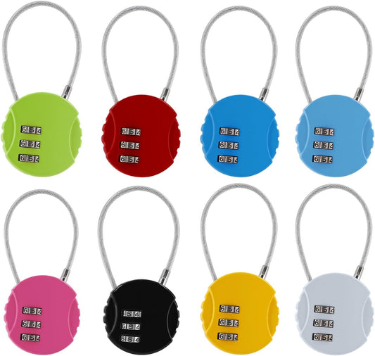 Litoexpe 8 Pcs Combination Cable Lock 8 Colors