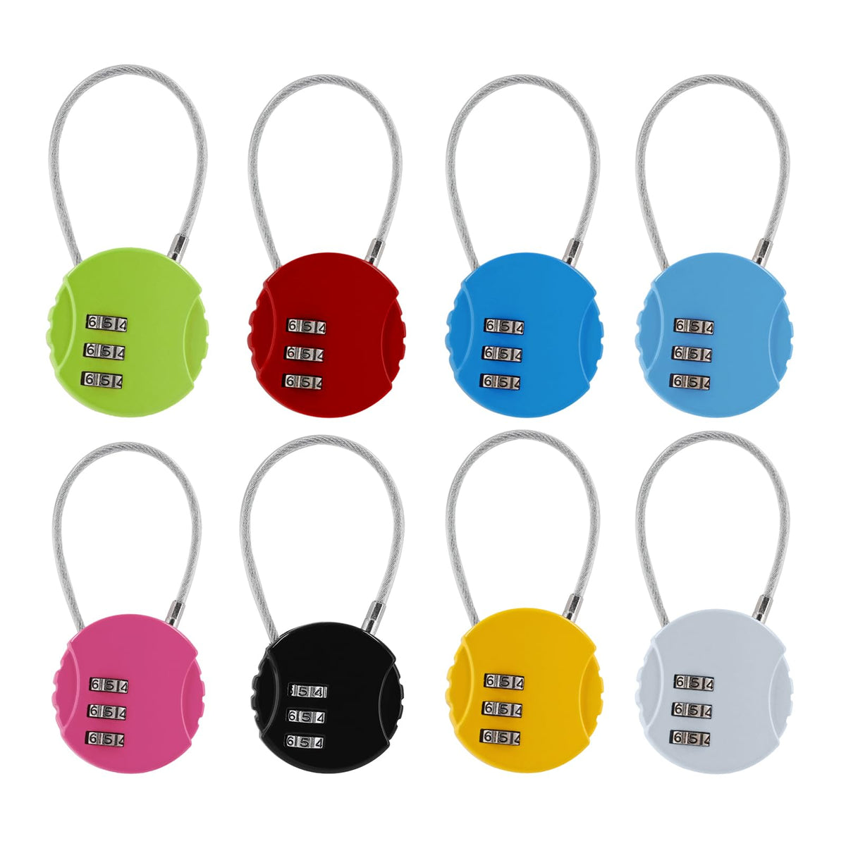 Litoexpe 8 Pcs Combination Cable Lock 8 Colors