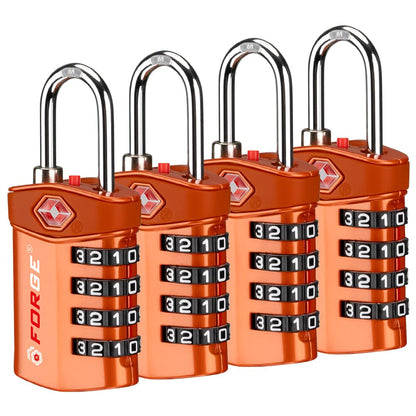 Forge 4-Digit Combination Lock, TSA Approved Locks for Luggage, Travel, Gym, School, Suitcase, Backpack, Pelican case, Easy Read dials, zinc Alloy Body.