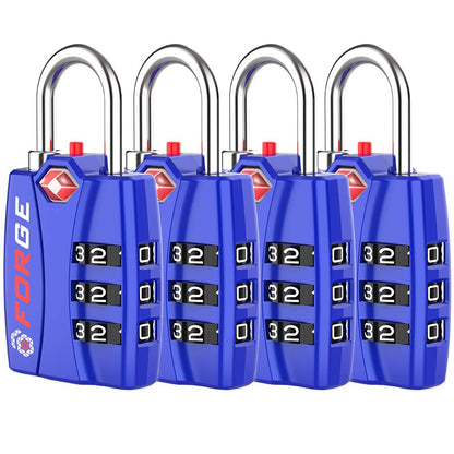 Forge TSA Approved Luggage Locks, Open Alert TSA Locks, Black, 4 Pack