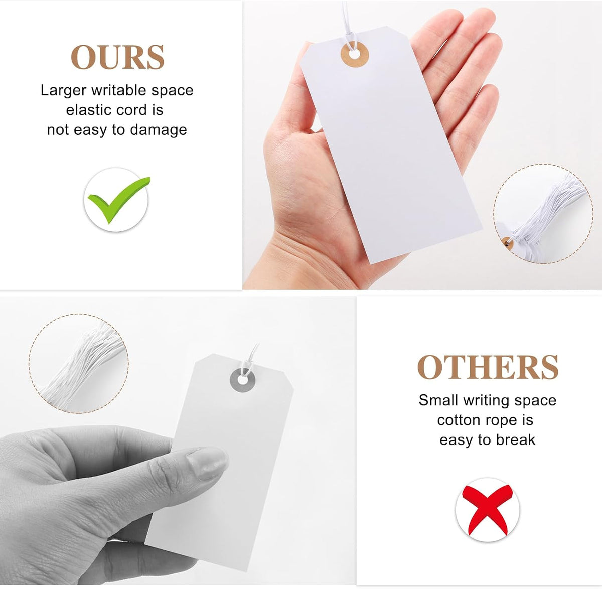 100pcs Price Tags with String Attached White Hang Paper Tags