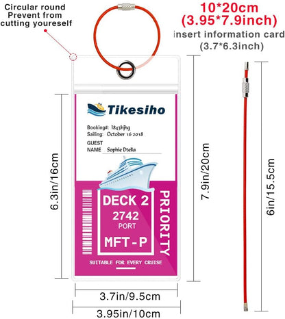 Tikesiho 12 Pack Wide Cruise Luggage Tag Holders for Carnival, NCL, Princess, Holland America and MSC, Cruise Essentials 2026-2027