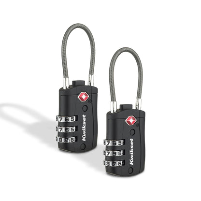 Kwikset TSA Approved Combination Luggage Lock with Cable, 1-Pack, Red