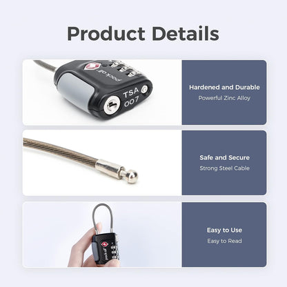 pack all TSA Approved Travel Luggage Locks, Resettable 3-Digit Code