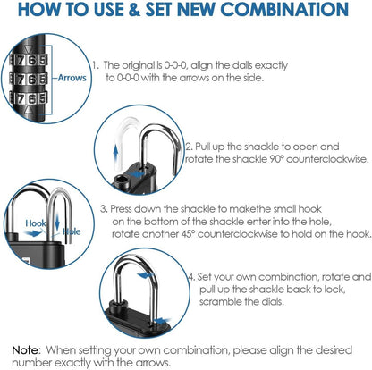 GIVERARE 8 Pack Combination Lock, 3-Digit Padlock Keyless, Resettable Luggage Locks for Backpack, Gym & School & Employee Locker, Weatherproof Travel Lock for Fence, Backyard Gate, Hasp, Case-Black