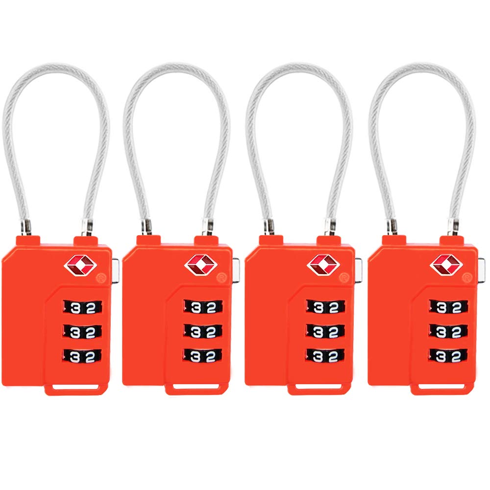 TSA Lock Security 3 Digit Combination Suitcase Luggage Bag Code Lock Padlock (Blue-4-Pack)