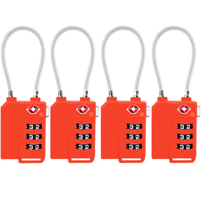 TSA Lock Security 3 Digit Combination Suitcase Luggage Bag Code Lock Padlock (Blue-4-Pack)