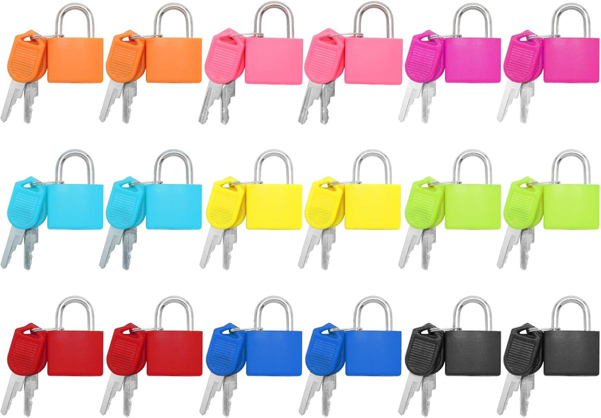 Bonsicoky 18 Pack Suitcase Locks with Keys, Multicolor Padlocks(9 Color)