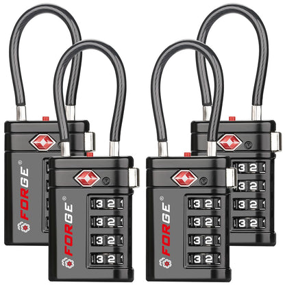 Forge Open Alert TSA Approved Luggage Locks, Black, 2 Pack Locks.