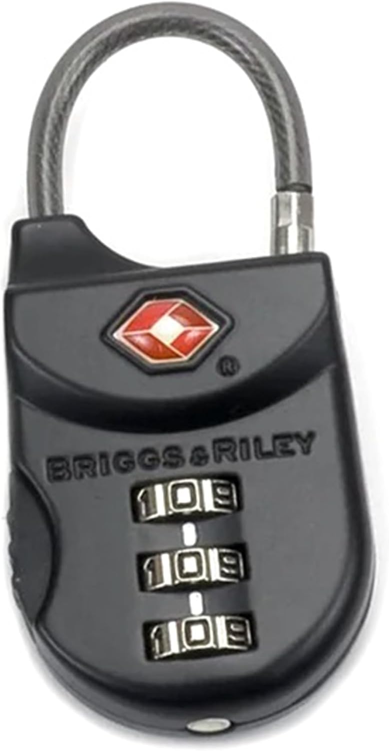 Briggs & Riley TSA Approved Cable Lock for Luggage & Suitcases - Travel Lock, 3 Digit Combination, Flexible Cable for Zippered Bags - Luggage Accessories, Black