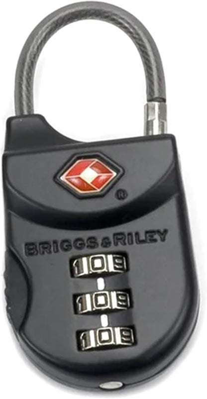 Briggs & Riley TSA Approved Cable Lock for Luggage & Suitcases - Travel Lock, 3 Digit Combination, Flexible Cable for Zippered Bags - Luggage Accessories, Black