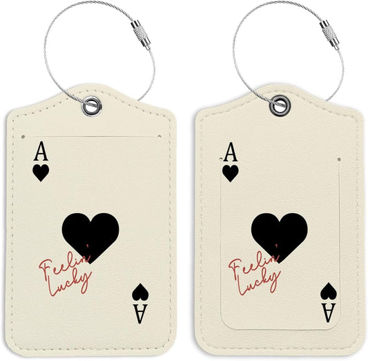 Preppy Playing Cards Luggage Tags for Suitcases, Spade Luggage Tag, Feeling Lucky, Back to School, Trendy 2 Pack Luggage Tags for Travel, Teen Girls Gifts Suitcase Tags