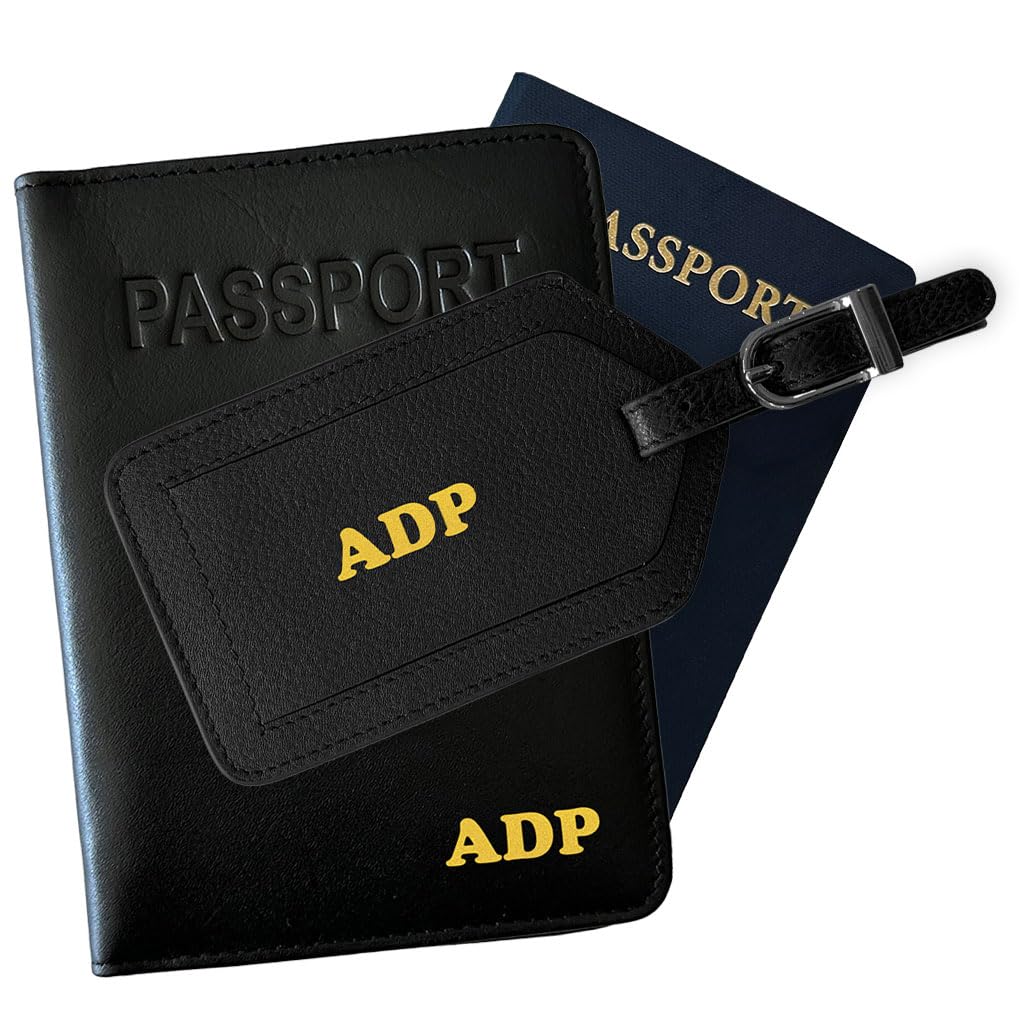 Personalized Monogrammed Bright Pink Leather RFID Passport Cover Holder and Luggage Tag