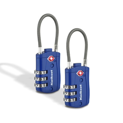 Kwikset TSA Approved Combination Luggage Lock with Cable, 1-Pack, Red