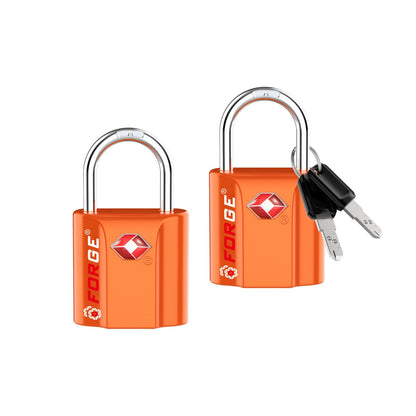 Forge OX 1'' Wide 1.8'' Tall, TSA Approved Luggage Locks: Key Locks for Travel. Ultra Secure Dimple Key Travel Locks Alloy Body. for Luggage, Backpack, Small Toolbox and More. Black 2 Pack.
