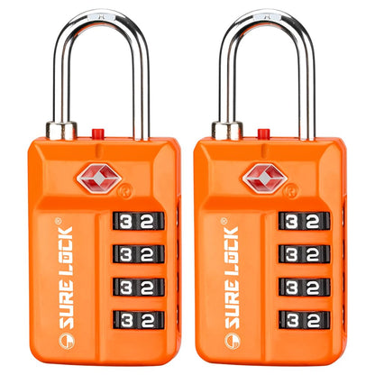 SURE LOCK TSA Approved 4-Digit Resettable Combination Luggage Locks with Open Alert, Easy-Read Dials - for Luggage, School Lockers, Gym, Office, Toolbox & Security Cases(Green 2 Pack)