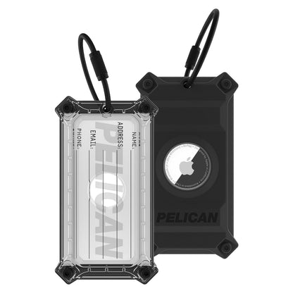 Pelican Luggage Tag with AirTag Holder with Stainless Steel Loop - Black