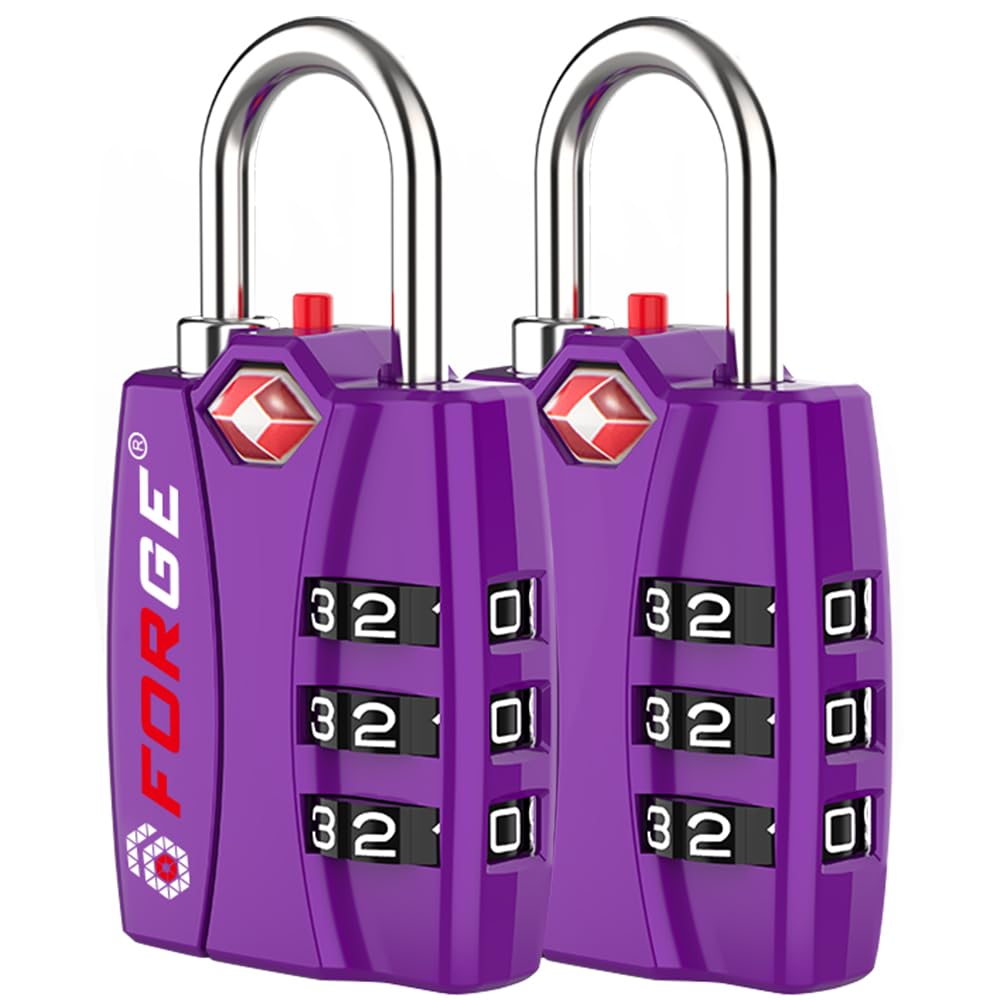 Forge TSA Approved Luggage Locks, Open Alert TSA Locks, Black, 4 Pack