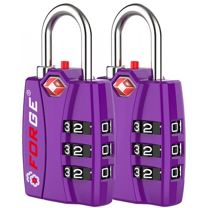Forge TSA Approved Luggage Locks, Open Alert TSA Locks, Black, 4 Pack