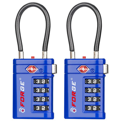 Forge Open Alert TSA Approved Luggage Locks, Black, 2 Pack Locks.