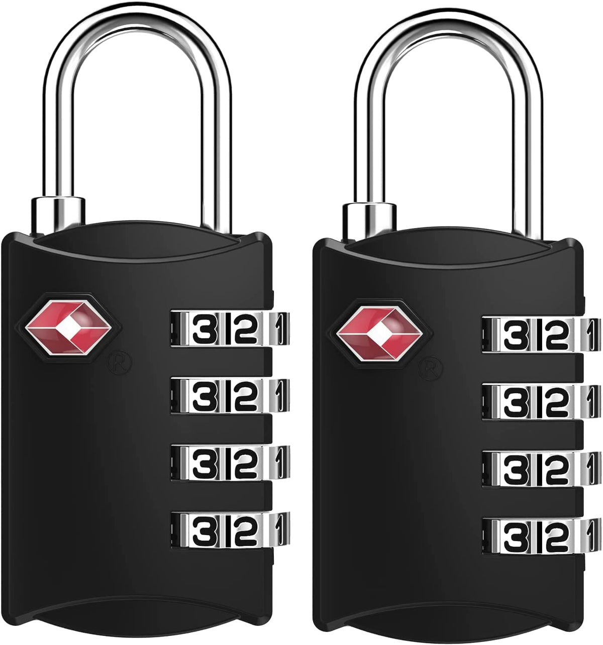 ZHEGE TSA Luggage Lock for Train Travel, 26"L × 0.1"D Cable (2 Pack, Black)