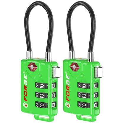 Forge TSA Approved Luggage Locks, Open Alert Cable Lock, Black, 4 Pack
