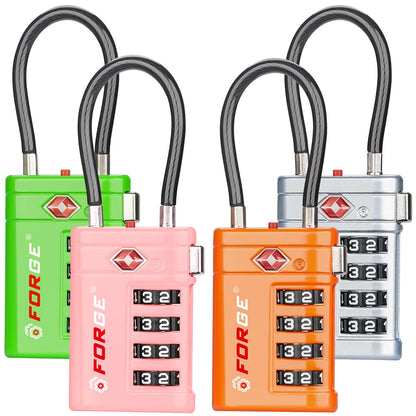 Forge Open Alert TSA Approved Luggage Locks, Black, 2 Pack Locks.