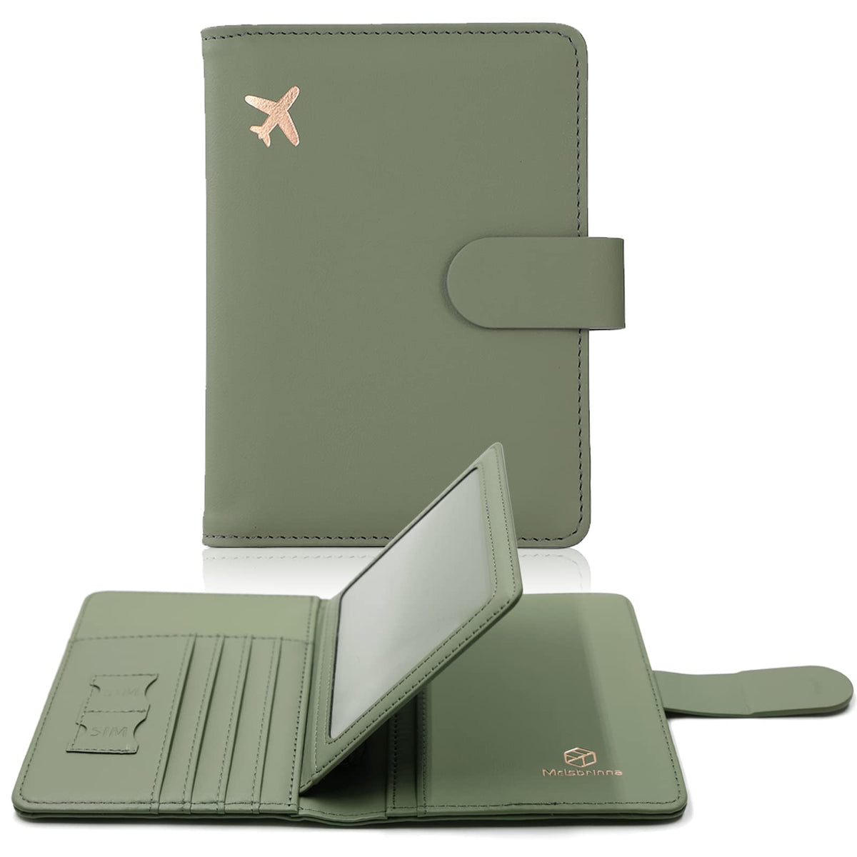 Melsbrinna Rfid Passport Holder for Travel women/Men, Cute Passport Wallet Rfid Blocking Card Slots, Rfid Passport Cover/CaseTravel Wallet, Passport Book Holder (1, Green)