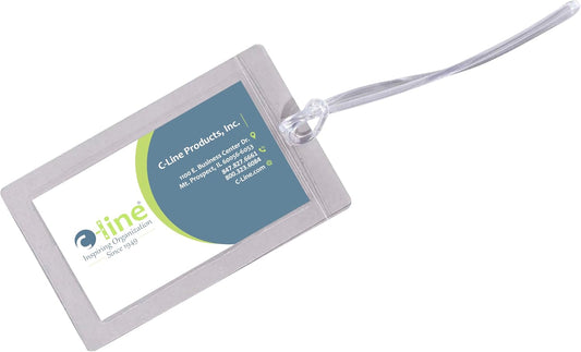 C-Line Cleer Adheer Luggage Tags w/Straps, Clear, 10 Pack (65107)
