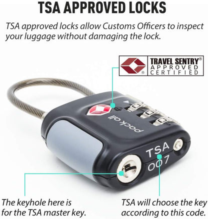 pack all TSA Approved Travel Luggage Locks, Resettable 3-Digit Code