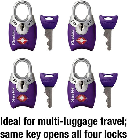 Master Lock 4689Q TSA Approved Luggage Lock, 4 Pack, Colors May Vary